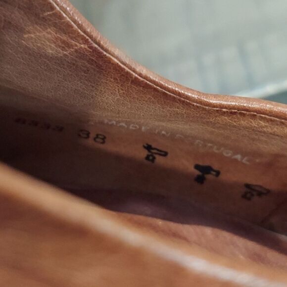 Free Lance Tan Leather Laceless Heeled Oxford Sz 38 - Picture 10 of 12